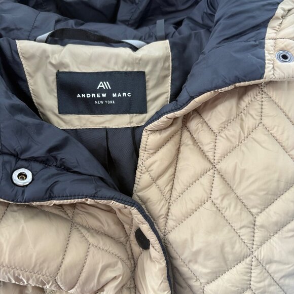 Andrew Marc Womens Rialto Quilted Parka With Hood & Pockets Medium - Picture 3 of 16
